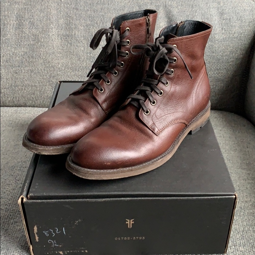FRYE lace and zip boots, like new